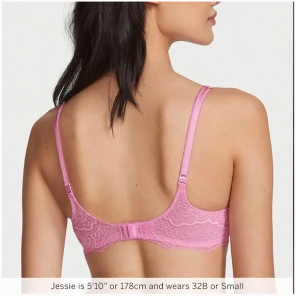 Victoria's Secret Dream Angel Lightly Lined Lace Demi Bra chiffon pink 34DDD nwt - Picture 4 of 12